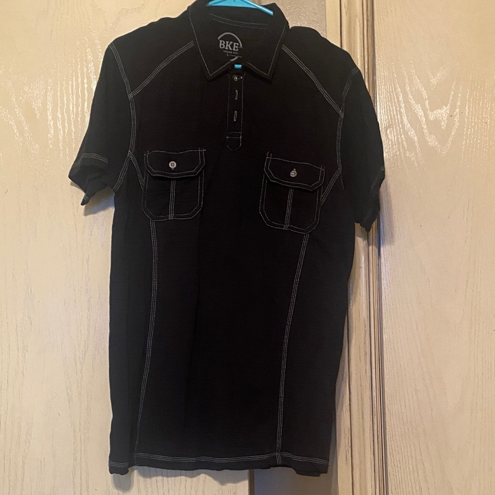 BKE Men’s Black Polo with White Contrast Stitch
